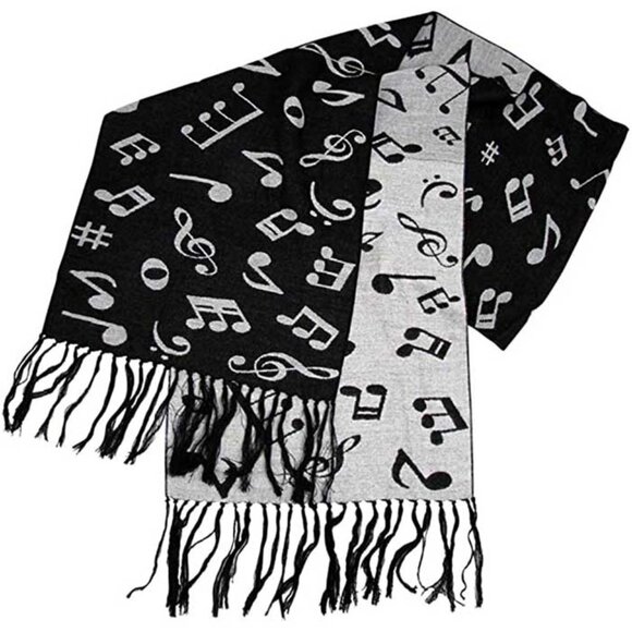 Music Notes Scarf (Cashmere Like Feel), Size 12" X 72" - Picture 1 of 1